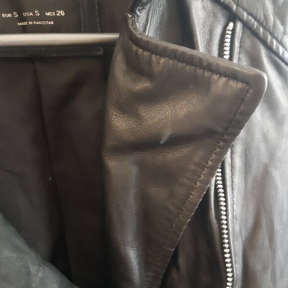 Vest Cuir 100% Genuine Zara collection Trafaluc Outerwear Small Black Shiny - Picture 7 of 13